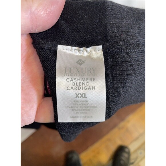Members Mark Women’s Cashmere Blend Cardigan Sz 2XL Black Open Front Relaxed NWT - Picture 3 of 12